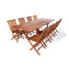 Rustic Java Teak 9 Piece Rectangular Extension Table Folding Chair Dining Set
