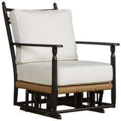 Lloyd Flanders Vinyl Wicker Low Country Lounge Chair Glider