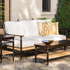 Lloyd Flanders Vinyl Wicker Low Country Sofa