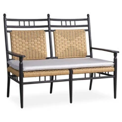 Lloyd Flanders Vinyl Wicker Low Country Woven Settee