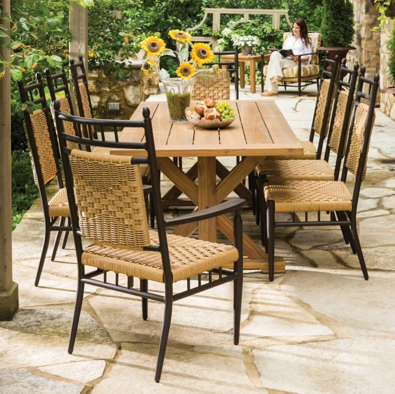 Lloyd Flanders Low Country 8 Seat Trestle Dining Set 2 Lloyd Flanders Low Country 8 Seat Trestle Dining Set - Image 2