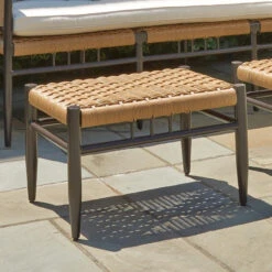 Lloyd Flanders Vinyl Wicker Low Country Woven Ottoman