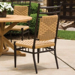 Lloyd Flanders Vinyl Wicker Low Country Woven Dining Side Chair -Patio Furniture Store low country side chair back view 70377.1675278866