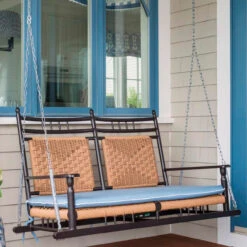 Lloyd Flanders Vinyl Wicker Low Country Woven Porch Swing