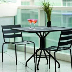 Woodard Metro Wrought Iron Bistro Set - In Stock Cafe' Series - Textured Black -Patio Furniture Store metro wrought iron bistro set 33 05698.1703687015