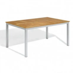 Oxford Garden 7 Pc Travira Tekwood 63" Dining Set With Sling Side Chairs