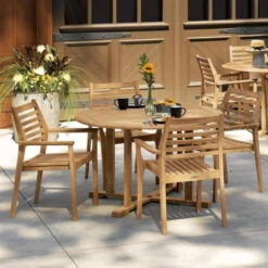 Oxford Garden Mera Round 4 Seat Teak Dining Set - July 4th Sale - Good 'til The 8th!