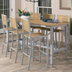 Oxford Garden Travira 72" Tekwood 7-Piece Bar Table Set - July 4th Sale - Good 'til The 8th! -Patio Furniture Store oxford garden travira 72 bar table set 46 10599.1646937112