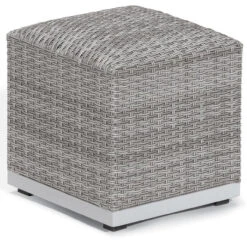 Oxford Garden Travira Argento Resin Wicker Pouf Ottoman - July 4th Sale - Good 'til The 8th!