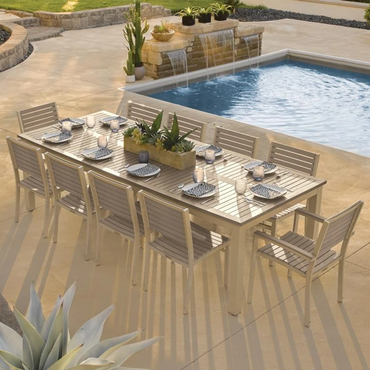 Oxford Garden Travira Tekwood 10 Seat Rectangular Dining Set - July 4th Sale - Good 'til The 8th! 2 Oxford Garden Travira Tekwood 10 Seat Rectangular Dining Set - July 4th Sale - Good 'til The 8th! - Image 2