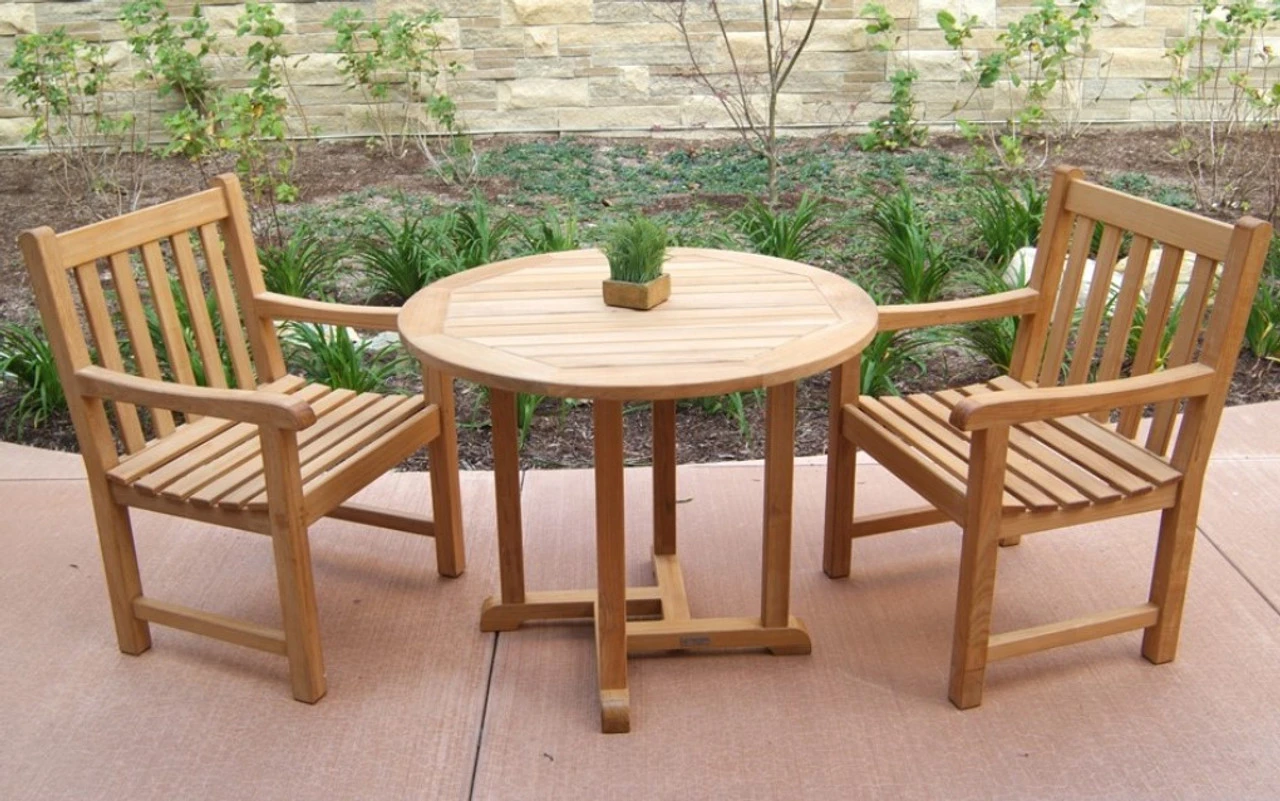 Three Birds Oxford Teak 36" Round Dining Table 1 Three Birds Oxford Teak 36" Round Dining Table