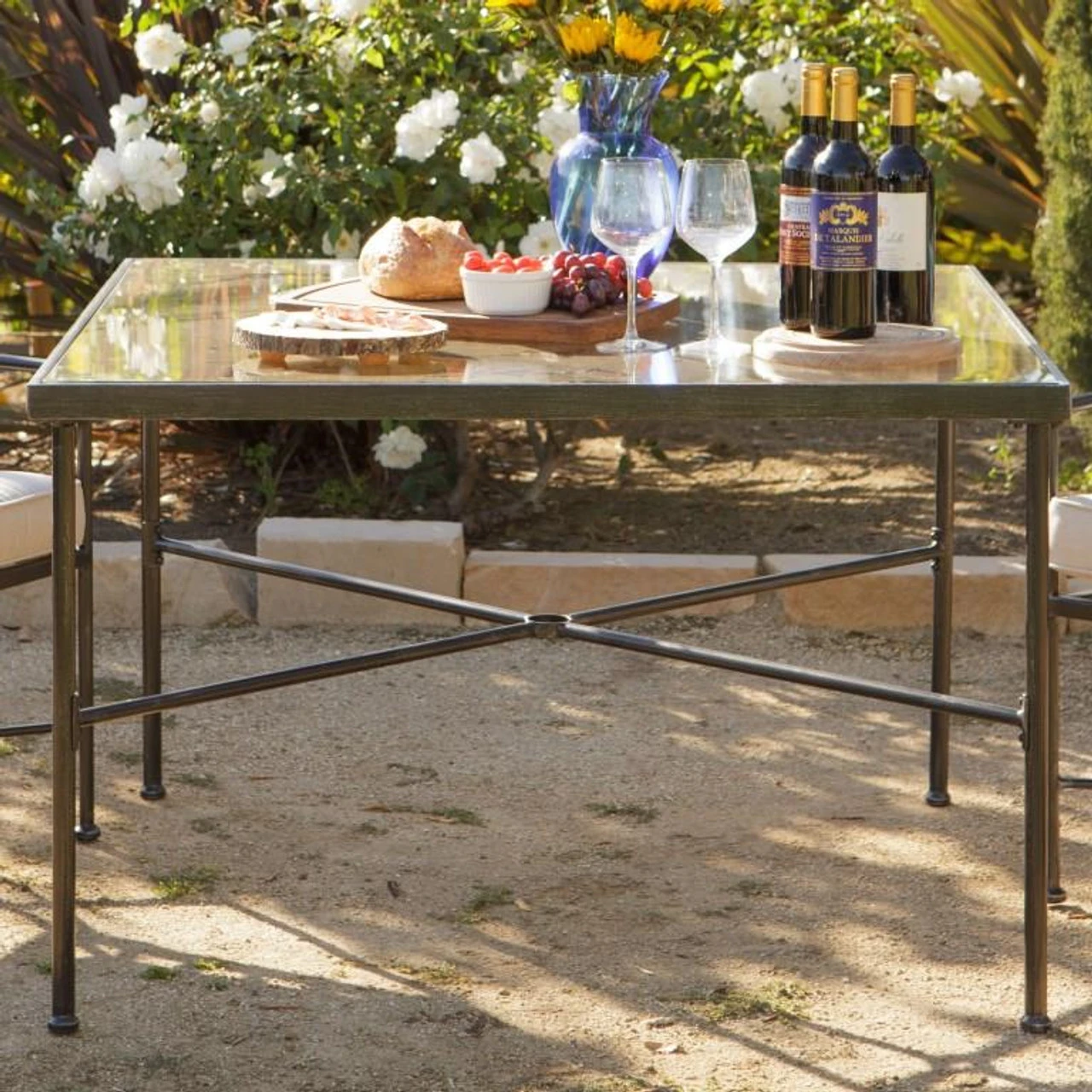 Sunset West Provence 44" Square Umbrella Dining Table With Glass 3 Sunset West Provence 44" Square Umbrella Dining Table With Glass - Image 3