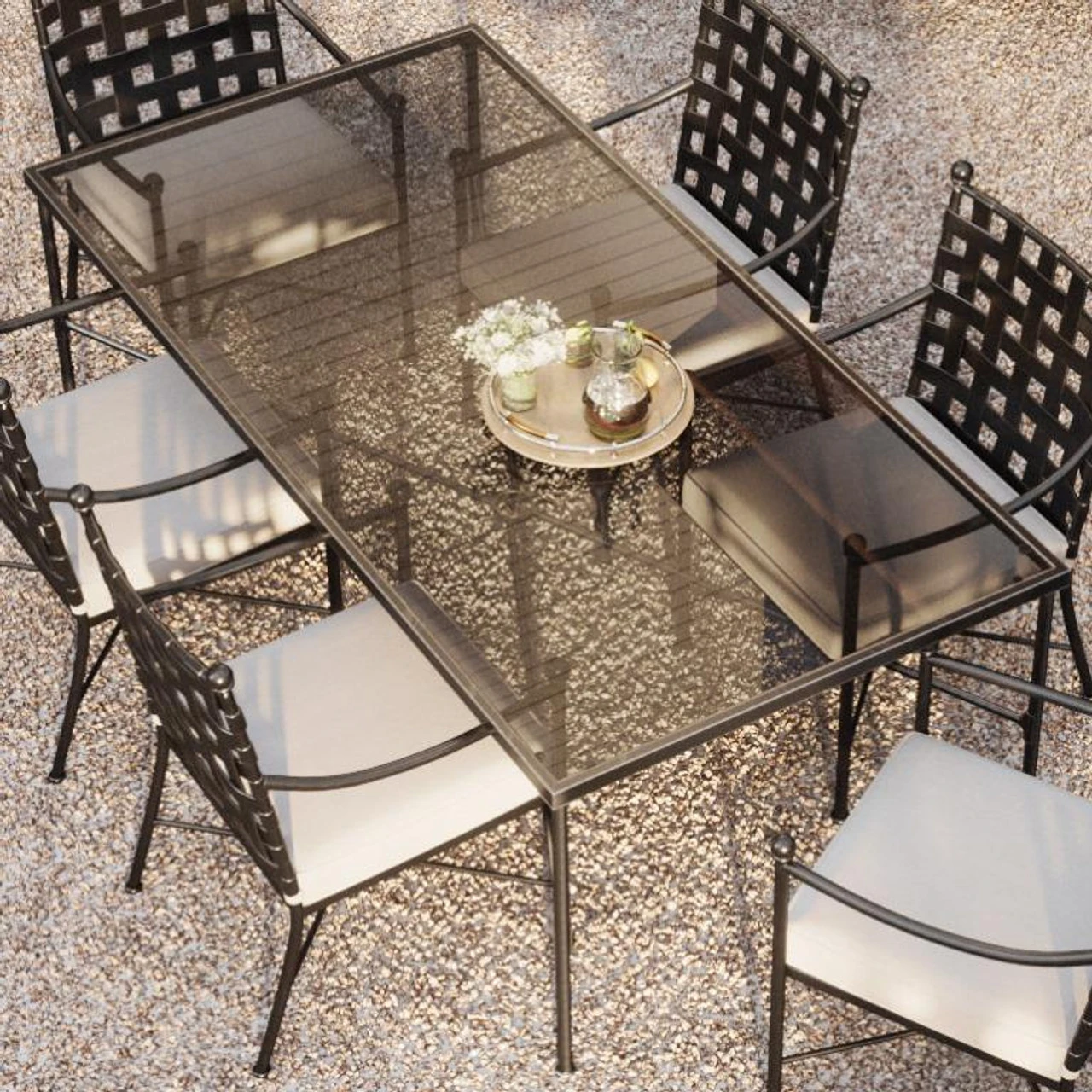 Sunset West Provence 84" Umbrella Dining Table With Glass 4 Sunset West Provence 84" Umbrella Dining Table With Glass - Image 4