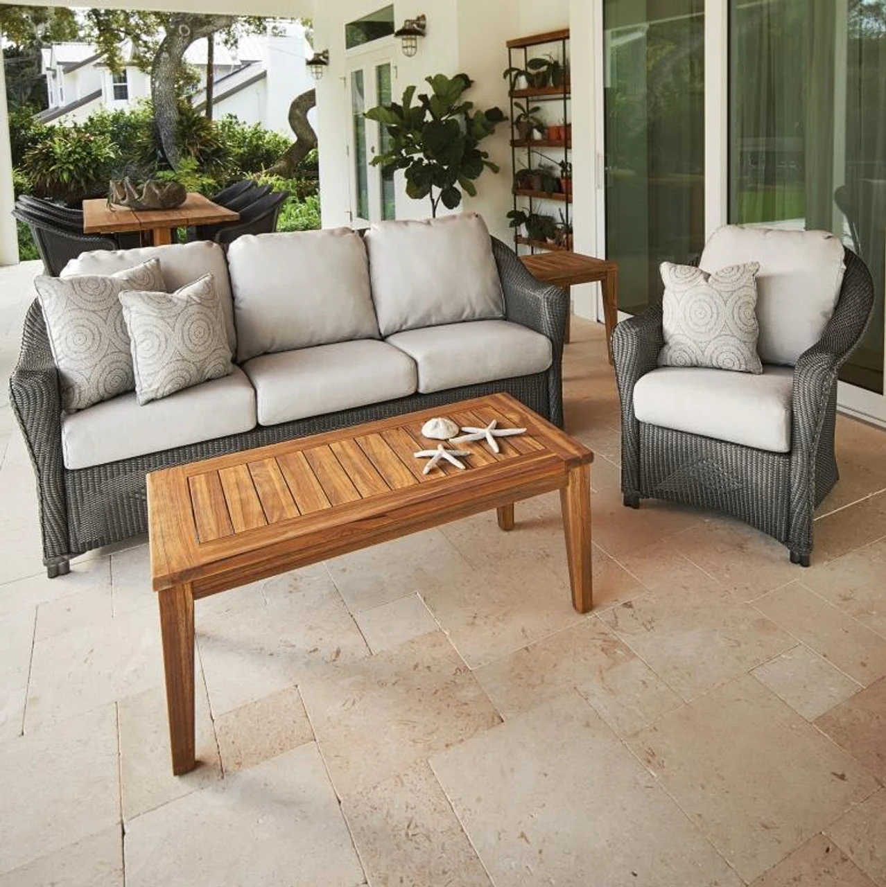 Lloyd Flanders Loom Reflections 4 Piece Wicker & Teak Lounge Set 6 Lloyd Flanders Loom Reflections 4 Piece Wicker & Teak Lounge Set - Image 6