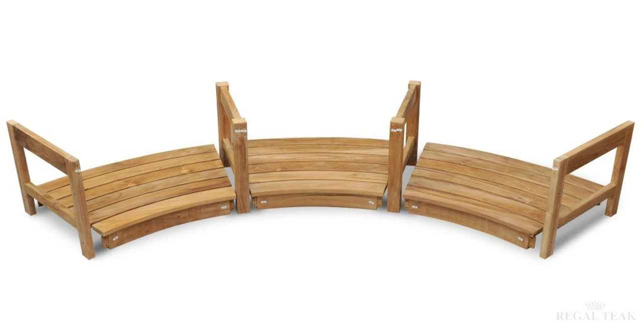 Regal Teak Backless Curved Garden Bench 5 Regal Teak Backless Curved Garden Bench - Image 5