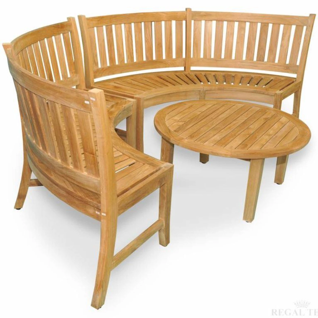 Regal Teak Estate Curved Teak Bench 5 Regal Teak Estate Curved Teak Bench - Image 5