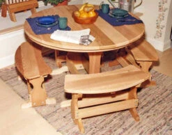 Round Cedar Trestle Dining Set 6 Round Cedar Trestle Dining Set -Patio Furniture Store round cedar trestle dining set 35in 35 73584.1646930142