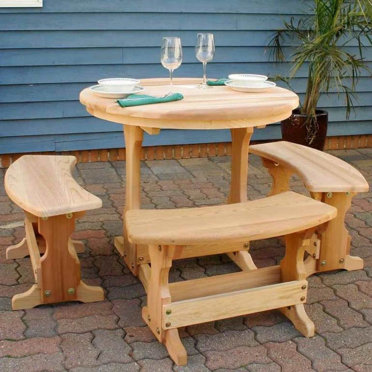 Round Cedar Trestle Dining Set 1 Round Cedar Trestle Dining Set