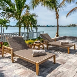 Royal Teak Admiral 3 Piece Chaise Lounge Set - Charcoal In Stock - Sand Available In Early Aug