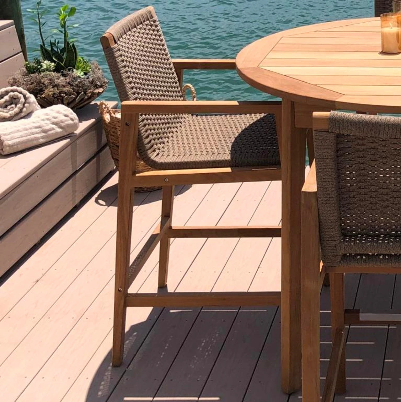 Royal Teak Admiral 3 Piece Round Drop Leaf Bar Height Set - Available To Ship Late July 4 Royal Teak Admiral 3 Piece Round Drop Leaf Bar Height Set - Available To Ship Late July - Image 4