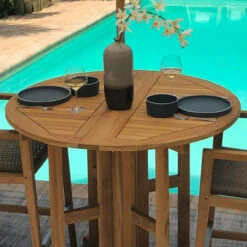 Royal Teak Admiral 3 Piece Round Drop Leaf Bar Height Set - Available To Ship Late July 6 Royal Teak Admiral 3 Piece Round Drop Leaf Bar Height Set - Available To Ship Late July -Patio Furniture Store royal teak admiral 3 piece round drop leaf bar height set 42 51293.1646962902