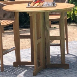 Royal Teak Malibu 3 Piece Round Drop Leaf Bar Height Set -Patio Furniture Store royal teak malibu 3 piece round drop leaf bar height set 36 37947.1646962992