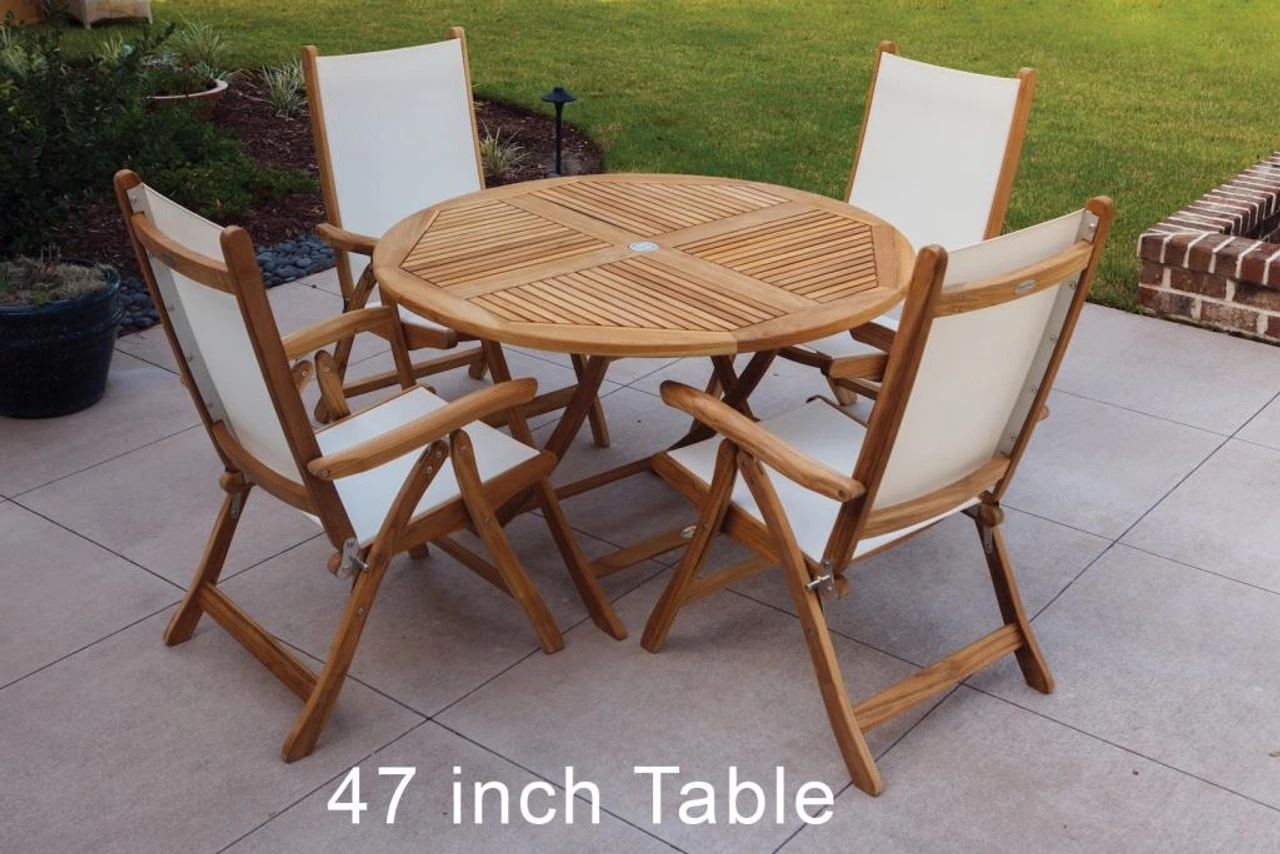 Royal Teak Sailor 30" Or 47" Round Semi-Folding Teak Tables 1 Royal Teak Sailor 30" Or 47" Round Semi-Folding Teak Tables