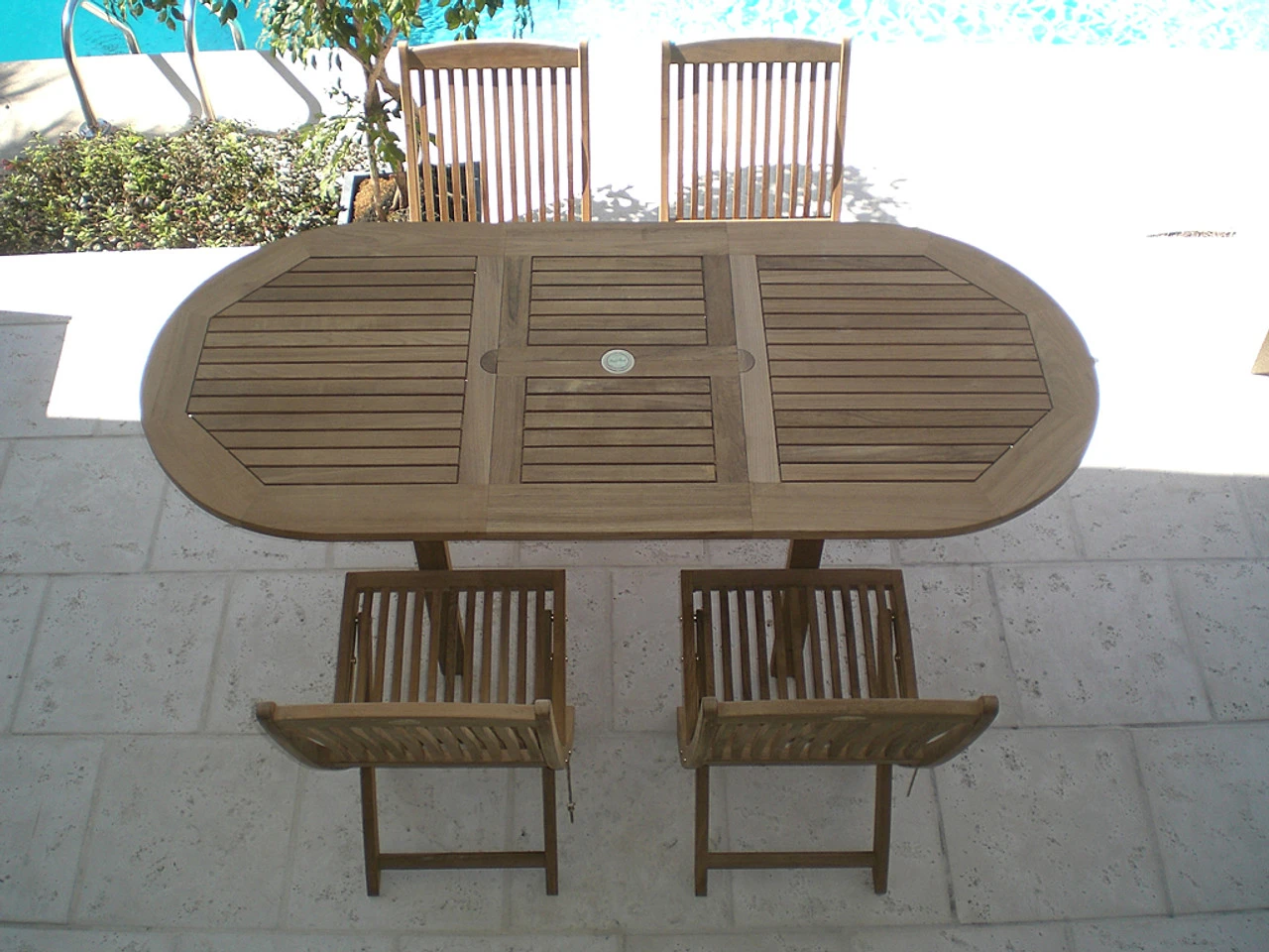 Royal Teak 60" - 78" Oval Expansion Table And 4 Sailor Side Chairs 3 Royal Teak 60" - 78" Oval Expansion Table And 4 Sailor Side Chairs - Image 3