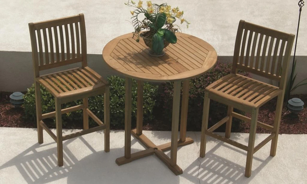 Royal Teak Bar Table Set With 2 Bar Chairs 2 Royal Teak Bar Table Set With 2 Bar Chairs - Image 2