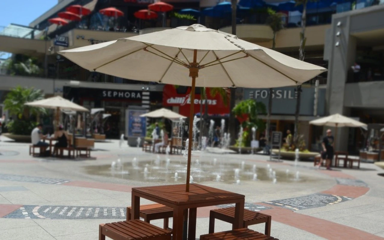 Three Birds 9 Ft Teak Umbrella With Pully Lift 2 Three Birds 9 Ft Teak Umbrella With Pully Lift - Image 2