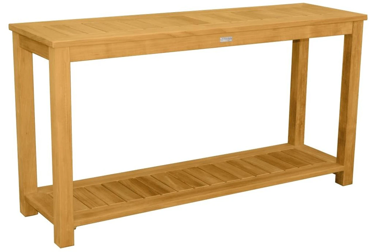 Three Birds Newport Teak 60" Wide Console Table With Shelf 1 Three Birds Newport Teak 60" Wide Console Table With Shelf