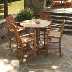 Three Birds Oxford Teak 36" Round Bar Table