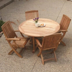 Three Birds Oxford Teak 42" Round Dining Table -Patio Furniture Store three birds oxford teak 42 round dining table 55 07151.1646962118