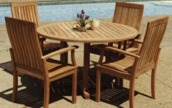 Three Birds Oxford Teak 48" Round Dining Table -Patio Furniture Store three birds oxford teak 48 round dining table 57 65728.1646962119