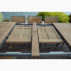 Three Birds 13 Piece SoHo Teak Extension Table Dining Set -Patio Furniture Store three birds soho teak extension table dining set 53 34847.1696278054