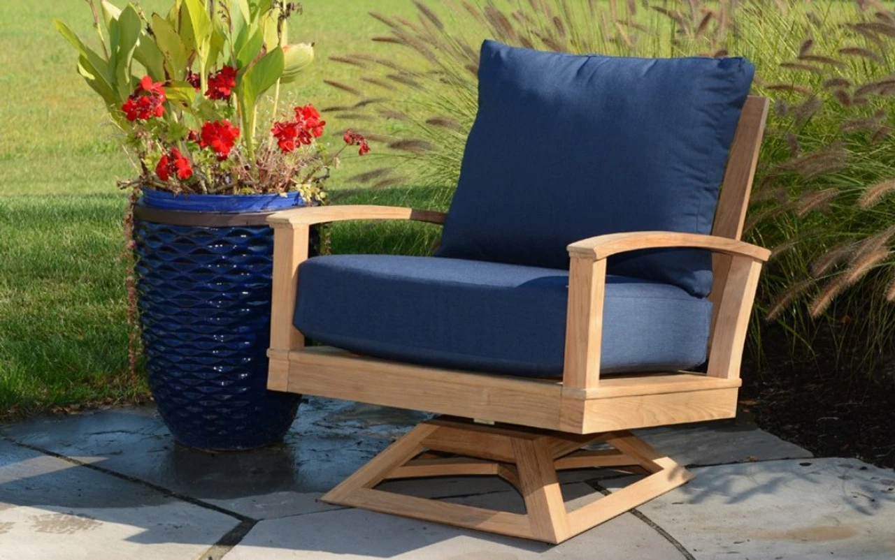 Three Birds St. Lucia Teak Swivel Rocker 2 Three Birds St. Lucia Teak Swivel Rocker - Image 2