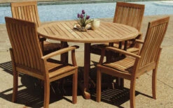 Three Birds Teak 5 Piece Round Monterey Dining Set