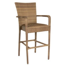 Whitecraft By Woodard All -Weather Wicker Padded Seat Bar Stool With Arms