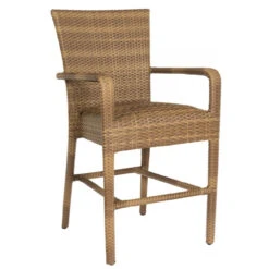 Whitecraft By Woodard All -Weather Wicker Padded Seat Counter Stool With Arms