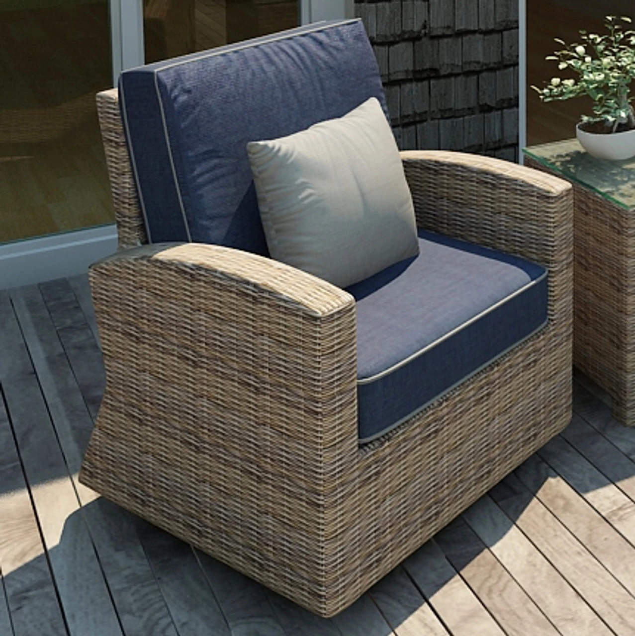 Wicker Forever Patio Cypress Swivel Glider Club Chair 2 Wicker Forever Patio Cypress Swivel Glider Club Chair - Image 2