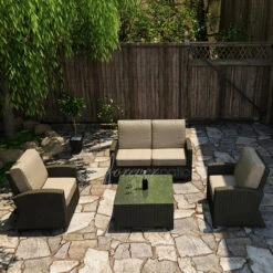 Wicker Forever Patio 4 Pc Barbados Loveseat Seating Set