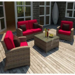 Wicker Forever Patio 4 Pc Cypress Loveseat Seating Set