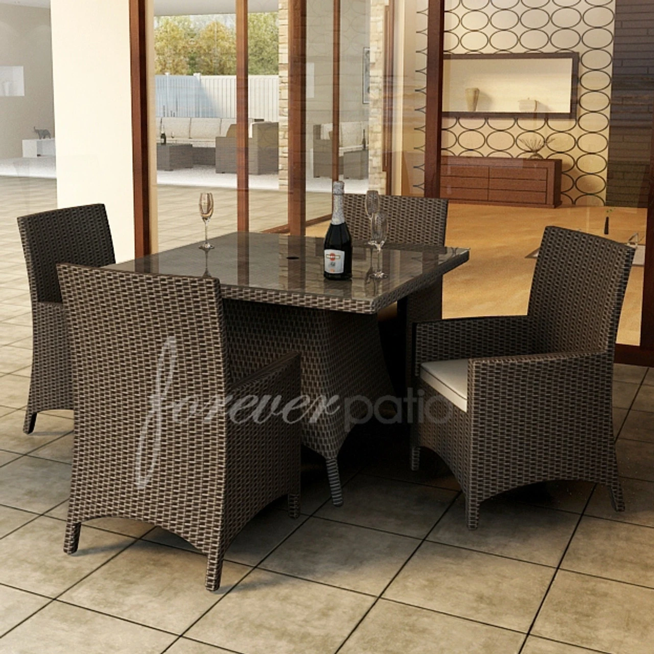Forever Patio 5 Pc Universal Wicker 48" Square Dining Set 2 Forever Patio 5 Pc Universal Wicker 48" Square Dining Set - Image 2