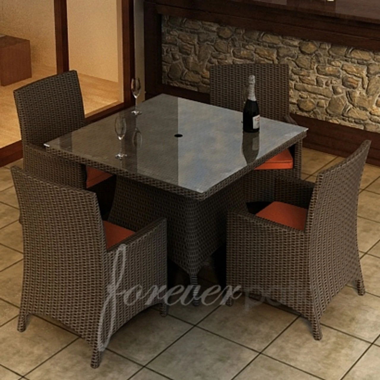Forever Patio 5 Pc Universal Wicker 48" Square Dining Set 3 Forever Patio 5 Pc Universal Wicker 48" Square Dining Set - Image 3