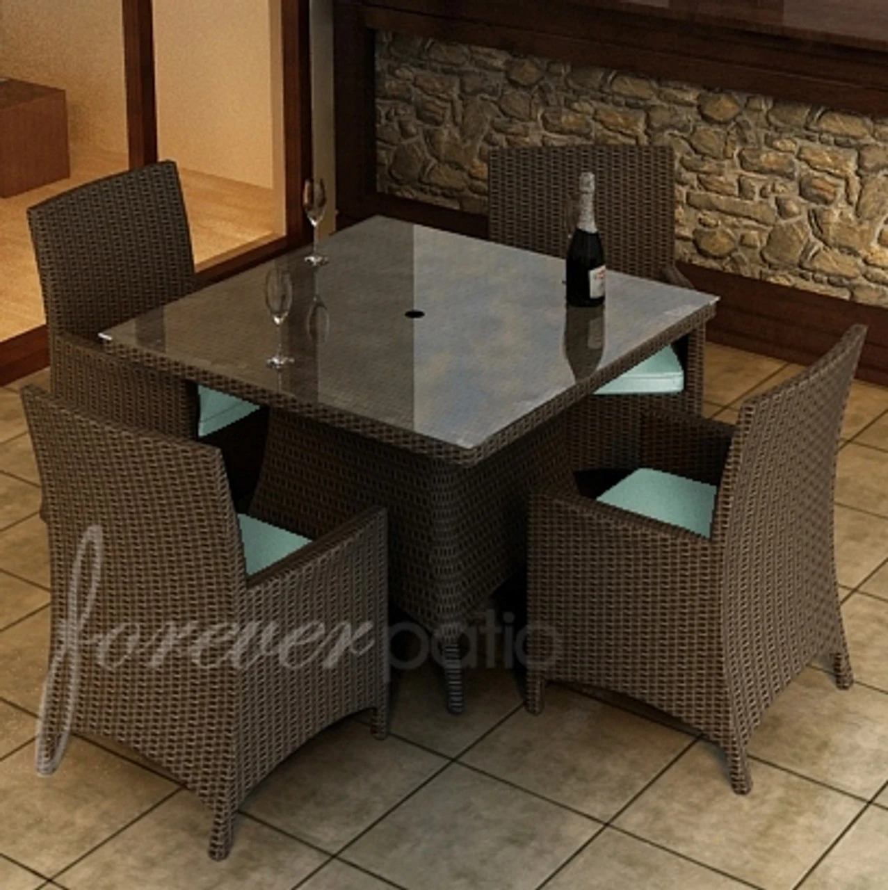 Forever Patio 5 Pc Universal Wicker 48" Square Dining Set 4 Forever Patio 5 Pc Universal Wicker 48" Square Dining Set - Image 4