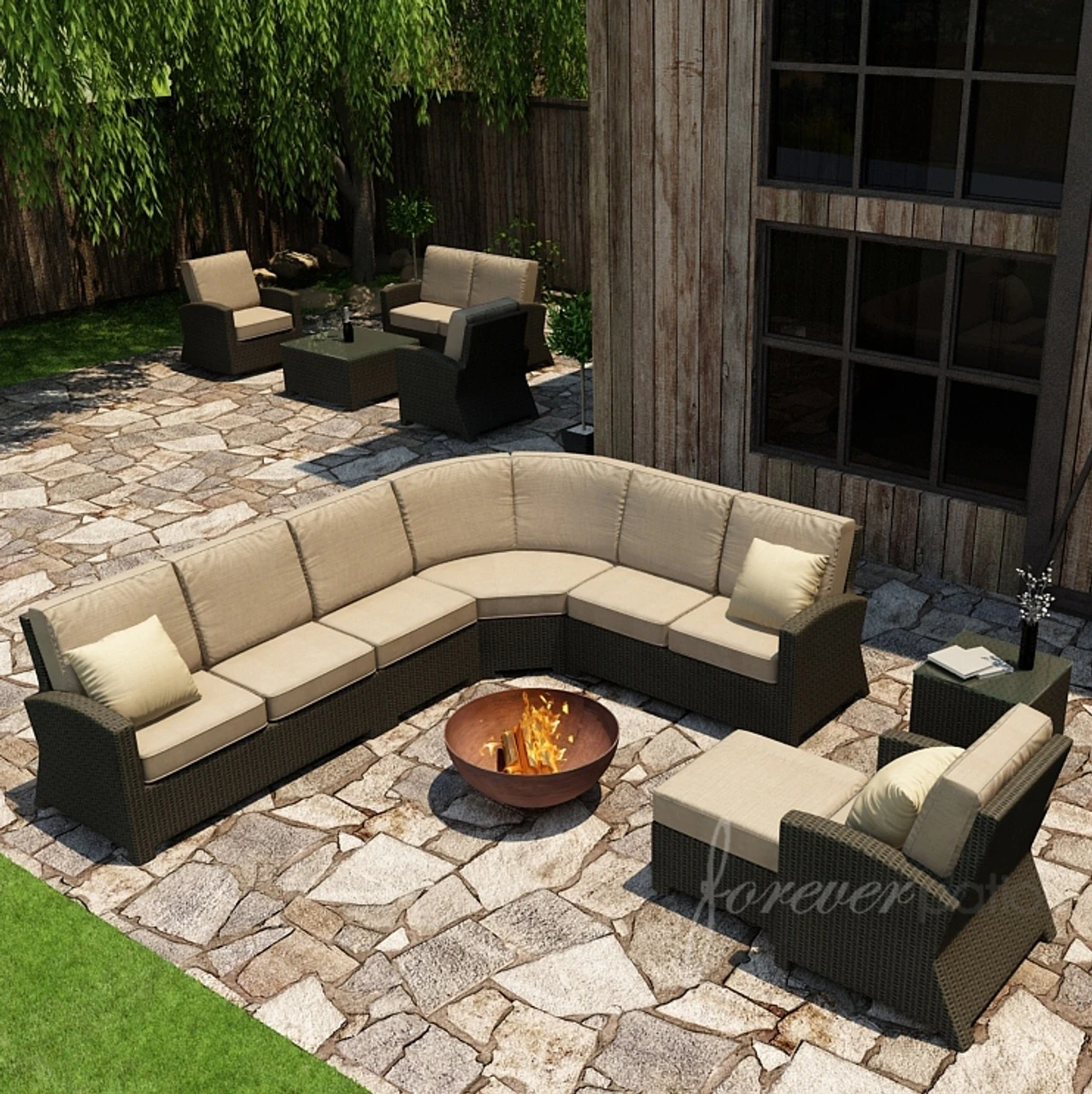 Wicker Forever Patio 7 Pc Barbados Deep Seating Sectional Set 1 Wicker Forever Patio 7 Pc Barbados Deep Seating Sectional Set