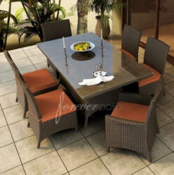 Forever Patio 7 Pc Universal Wicker 72" X 42" Dining Set