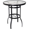 Woodard Abscure Glass Top Wrought Iron 36" Round Bar Umbrella Table