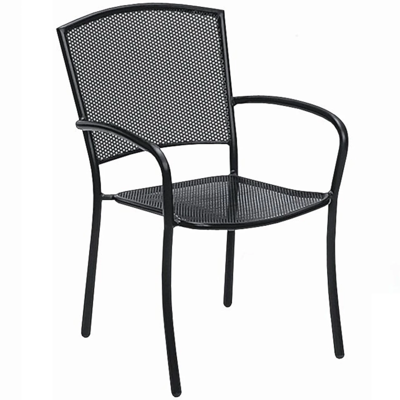 Woodard Albion Wrought Iron Stackable Arm Chair (Set Of 2) - Textured Black - In Stock Cafe' Series 1 Woodard Albion Wrought Iron Stackable Arm Chair (Set Of 2) - Textured Black - In Stock Cafe' Series