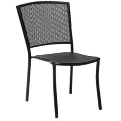 Woodard Albion Wrought Iron Stackable Side Chair (Set Of 2) - Textured Black - In Stock Cafe' Series